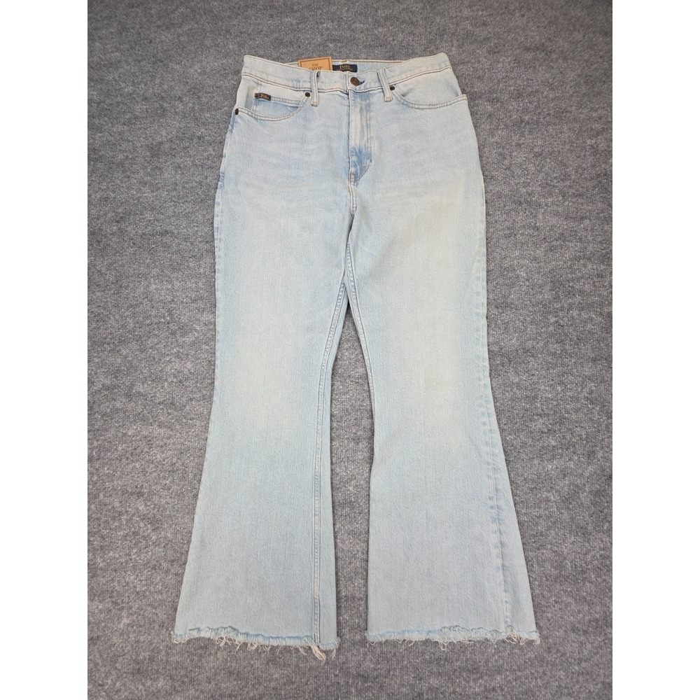 Polo Ralph Lauren Crop Flare Jeans Women's 29 Light Wash Blue Raw Hem Flare NWT